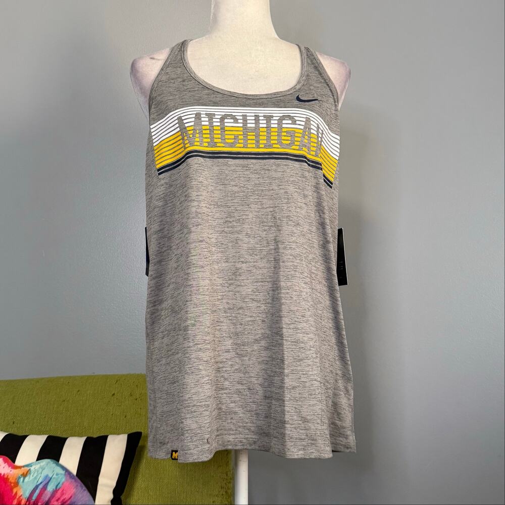 Nike University of Michigan UoM Gray Dry Fit Racerback Tank Top NEW XL